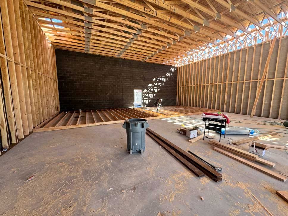 Interior wood framing on a remodel